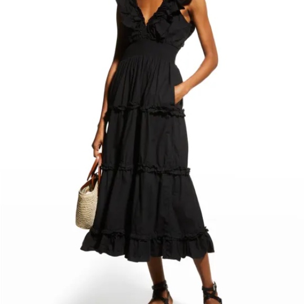 Chelsea28 Black Ruffle Midi Dress